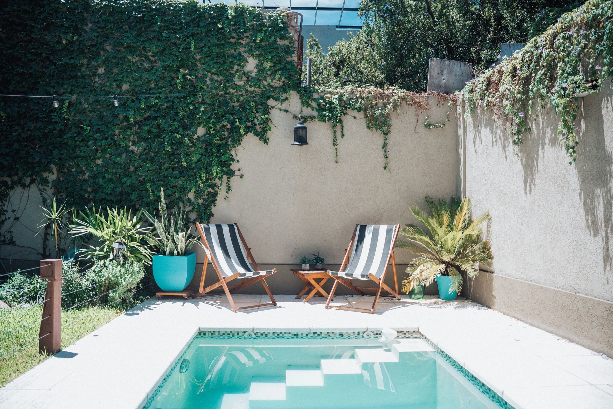 Backyard with a pool.